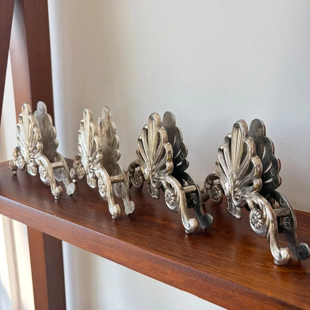 Vintage Ornate Silver Plated Napkin Holders Set of 4 Regency Style